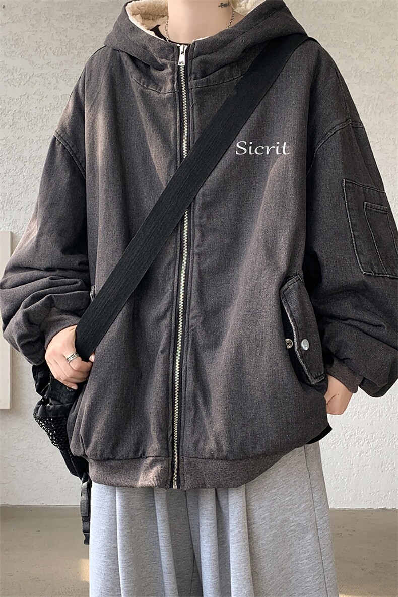 控价158牛仔棉衣男大码加绒羊羔绒牛仔棉服男棉袄NM53098-P140,男装棉衣,电商A040