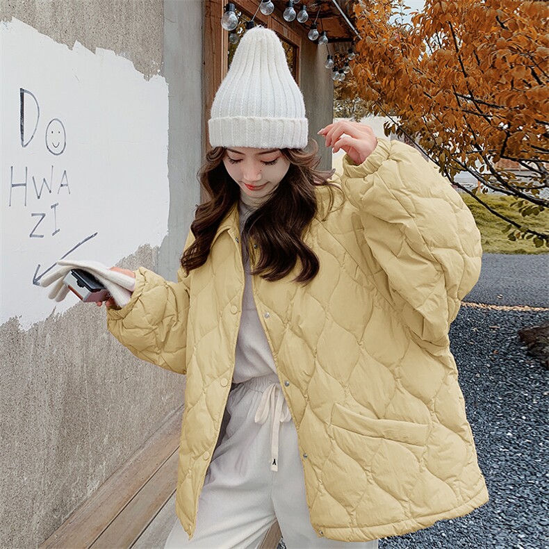 粉色菱格羽绒服冬季女2024新款韩系小个子超好看短款白鸭绒外套潮,女装羽绒服,浙宝305