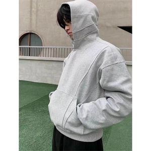 抖音得物高品质二开美式高街重磅结构辑明线纹理连帽卫衣外套W109图片