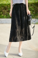 女士蕾丝烧花松紧腰半身裙，女装半身裙，臻维羊绒