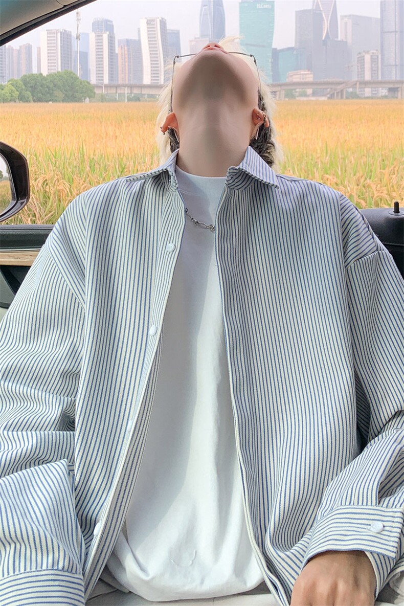 ！2025春季新款男士条纹衬衫重磅简约衬衣CS02特P50,男装衬衫,电商B220