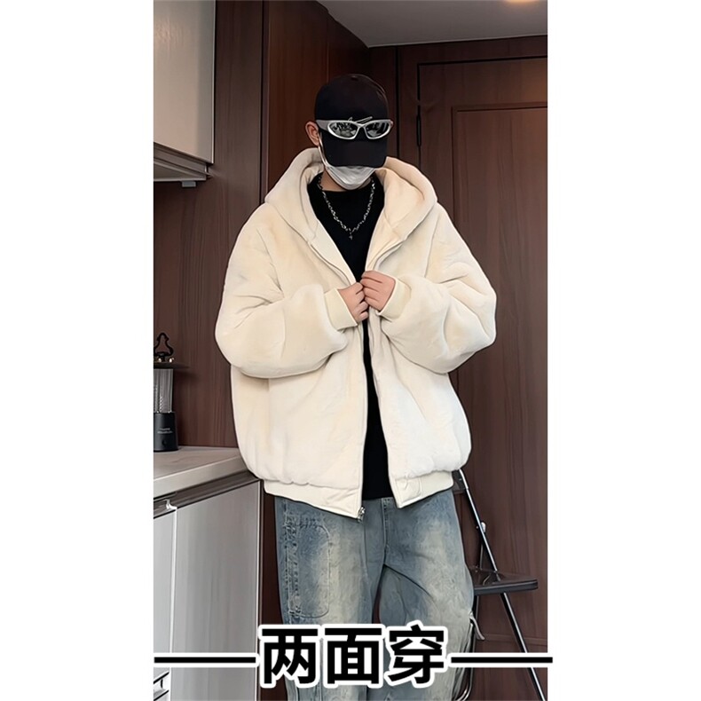 MY5095/P110双面穿座山雕男女加厚保暖毛绒棉衣连帽大码外套棉服,男装棉衣,电商A141