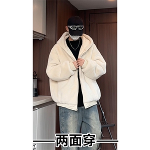 MY5095/P110双面穿座山雕男女加厚保暖毛绒棉衣连帽大码外套棉服图片