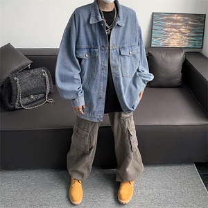 美式宽松大口袋牛仔外套男女韩版夹克上衣潮GJ8329-P55图片