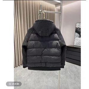 (网图)连帽刺绣棉服保暖时尚拼接轻奢黑色棉袄313B-WH01棉服-P110图片