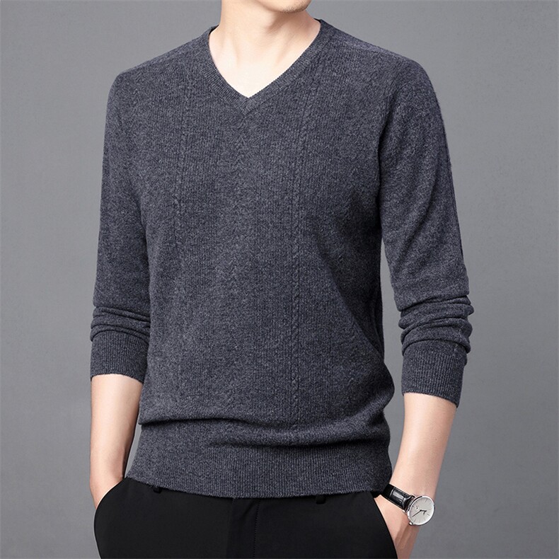 CM61099钱塘2020-2新款时尚休闲冬季厚款V领中年男士羊毛衫P147,男装针织衫/毛衣,钱塘207-2