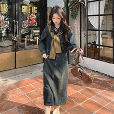 春秋季牛仔连衣裙女中长款，女装连衣裙，浙宝069