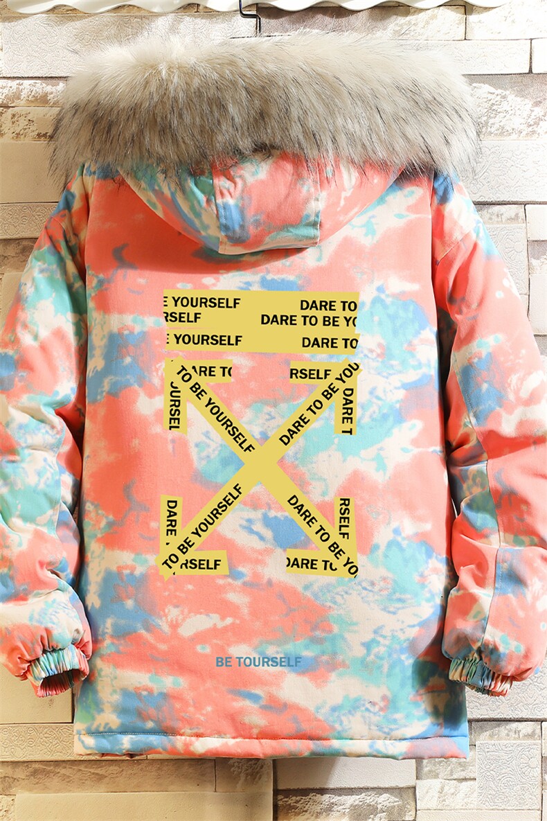 MC49127-P135大毛领迷彩棉衣男大码加厚棉服男棉袄子砖墙挂拍,男装棉衣,电商A040A