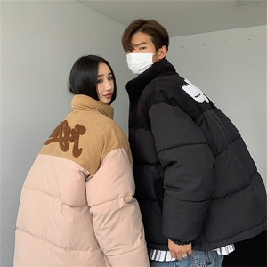 1506/MY97/P75王鹤棣同款灯芯绒拼接宽松男女刺绣情侣棉衣3
