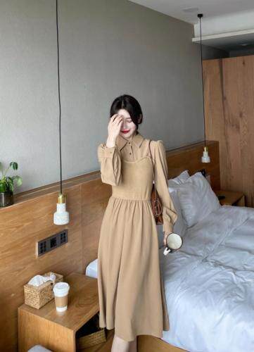 毛衣拼接连衣裙，女装针织衫/毛衣，阿爆