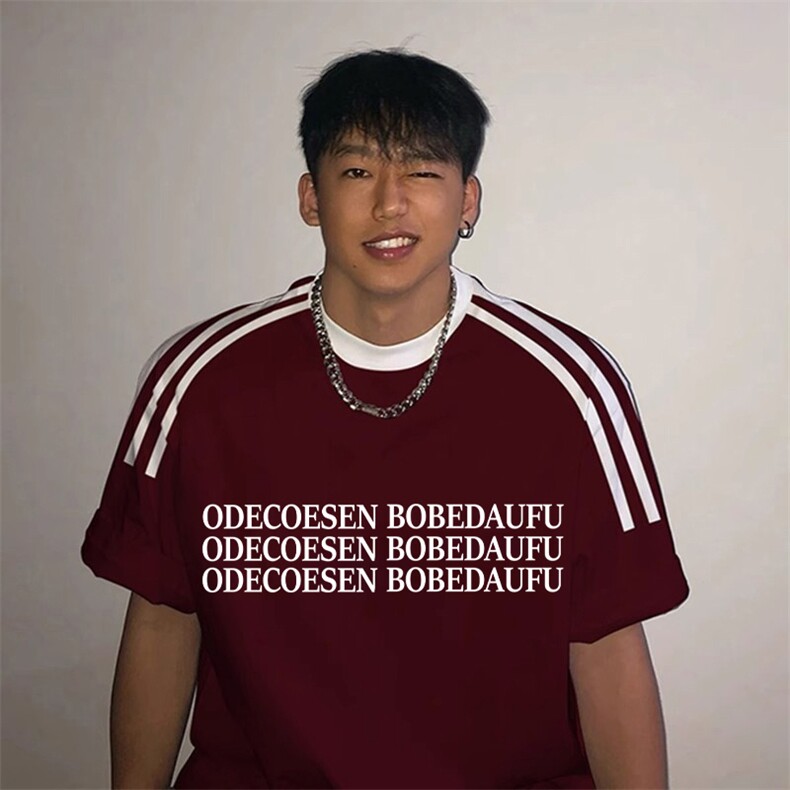 夏季美式高街重磅纯棉三条杠织带撞色男女短袖T恤ZD380-特P30,男装T恤,电商A486