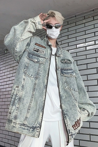 美式高街秋季牛仔外套男潮牌  炸街休闲百搭牛仔夹克男JK8021/P70图片
