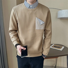 店主风~抖音假两件衬衫领卫衣W019/P75，男装卫衣，电商B331