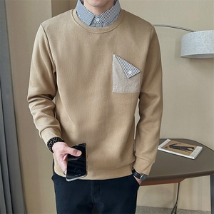 店主风~抖音假两件衬衫领卫衣 W019/P75图片