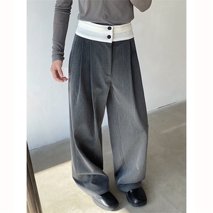 25春夏男士设计感高腰拼接质感西裤KZ42-P88图片