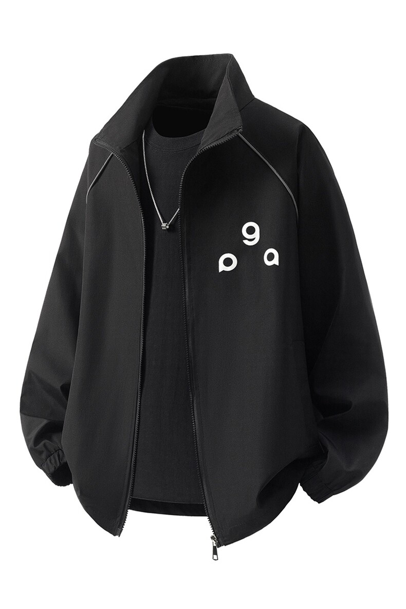 立体白底反光条镶边字母印花设计大码M-5XL夹克男JK78057P75控108,男装夹克,星座227-7