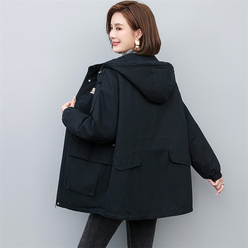 2024年冬季时尚潮流中长款休闲加绒加厚派克服,女装派克服,独衣靓