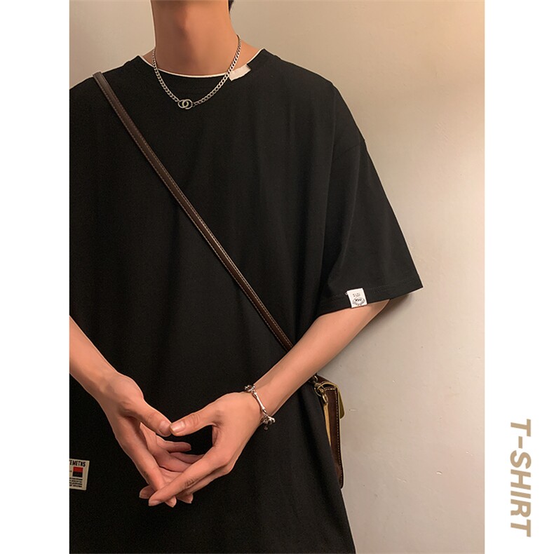 GENIOLAMODE美式夏季纯棉短袖T恤男士复古简约百搭纯色潮牌青少年,男装T恤,星座717