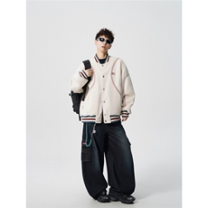 美式旗帜字母刺绣大码S-2XL夹棉聚酯纤维棒球棉衣男78156P148，男装棉衣，星座227-7