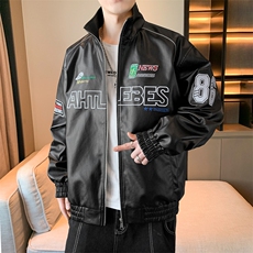 春季新款机车服夹克男潮炸街痞帅外套宽松赛车潮牌JK079-P83，男装夹克，星座308B-2
