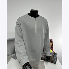 假模图美式亨利领半拉链长袖T恤男2026新款春季设计感外套P48，男装T恤，电商C306-1