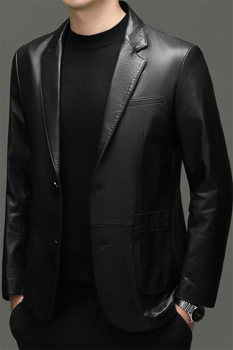 BG-X089春秋款海宁真皮皮衣男头层牛皮西服商务休闲男装外套,男装西服,电商B360A（原721A）