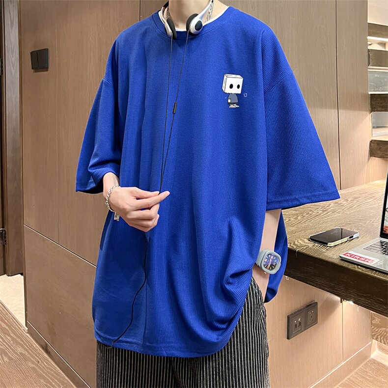华夫格t恤男短袖男大码五分袖大皂风HT73400-P22,男装T恤,电商A040