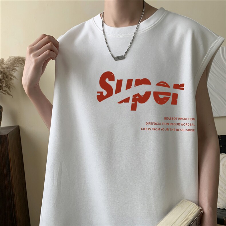 2025新款重磅高品质纯棉无袖坎肩背心super英文印花BX6171-特P18,男装背心/马甲,星座508（原C305）