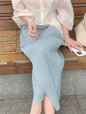 三宅风半身裙女夏褶皱气质系半身裙2025新款今年流行，女装半身裙，灵动羽绒服工厂