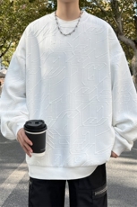 S5013/特P30春装新款个性套头提花卫衣男潮流宽松百搭长袖T恤外套，男装T恤，电商A141
