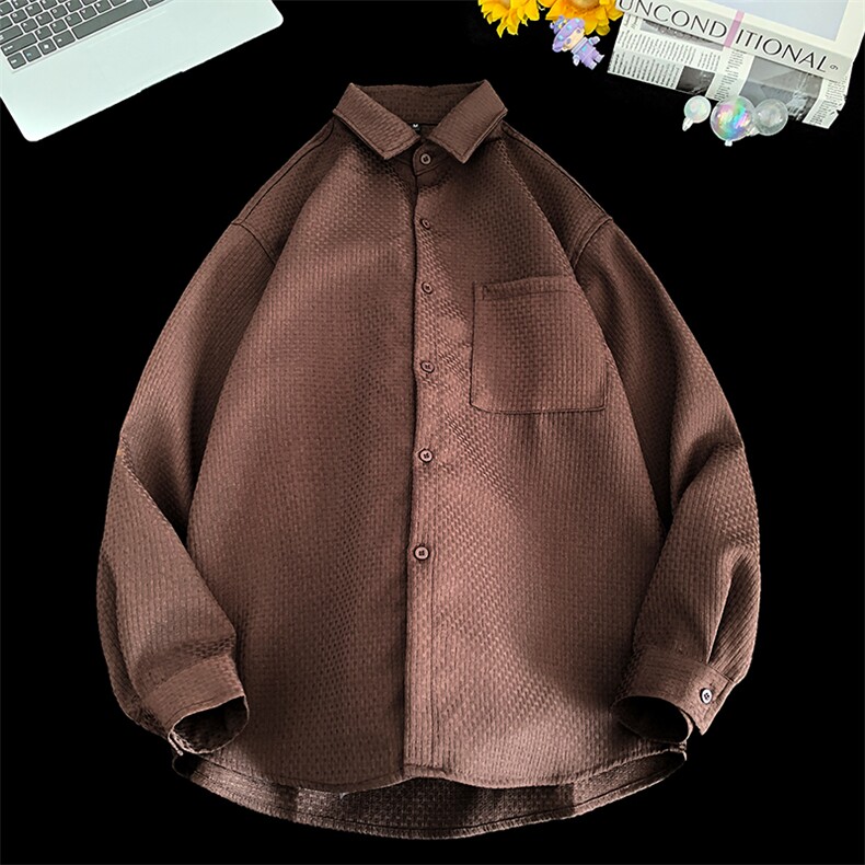 CS043-P35后外工字摺男女通勤百搭秋季长袖衬衣，男装衬衫，电商A178