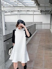 时尚撞色拼接重工镶砖连衣裙，女装连衣裙，非次元