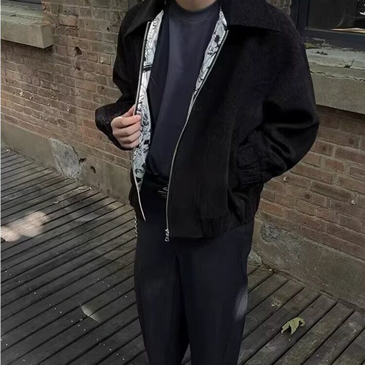 网图cleanfit毛呢外套男秋冬美式复古水墨花短款夹克JK9338-特P98,男装夹克,星座1007（原301D）