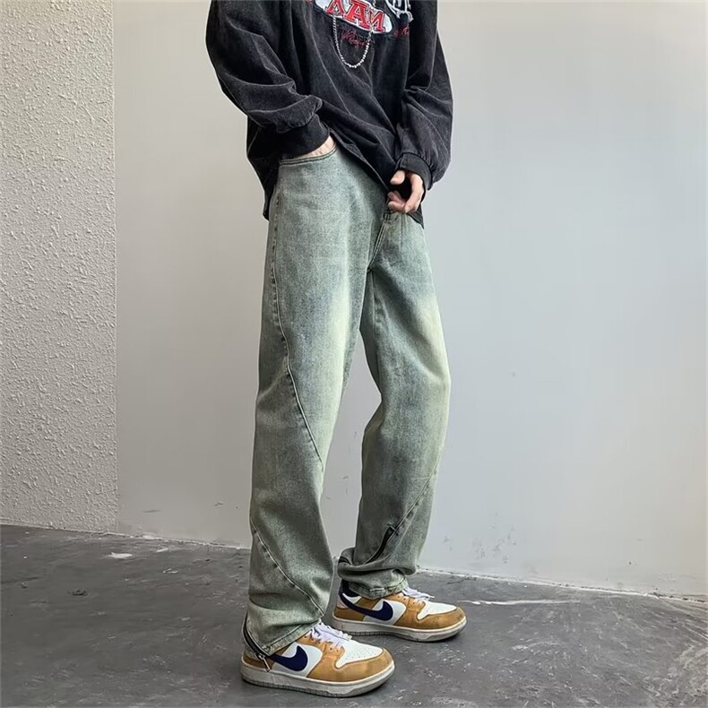 美式黄泥染牛仔裤男修身小脚vibe高街设计潮牌裤子NZ079-P48,男装牛仔裤,星座1103-2
