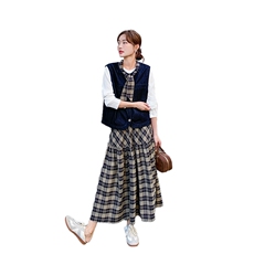 有货新品数据好牛仔马甲半裙针织打底三件套2C285-2865-P205-K298，女装套装/套裙，2C285