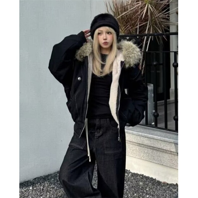 山雕毛绒连帽棉服女冬季棉袄美式宽松棉上衣男夹棉外套M916,男装棉衣,星座1116A（原606A-3）