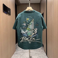 潮流时尚百搭帆船漫画卡通男士发泡刺绣印花短袖T恤休闲宽松半袖，男装T恤，电商B212（原钱塘6029）