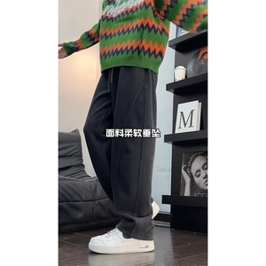 水洗灰做旧重磅卫裤男垂坠感慵懒休闲运动裤子WLK1066-P50 加绒58图片