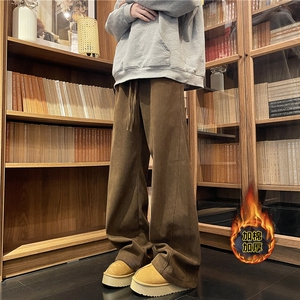 加厚加绒休闲裤男秋冬季ins灯芯绒裤子日系直筒长裤K6610-P45图片