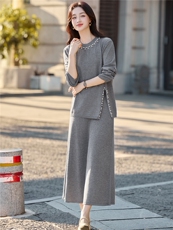 小香风针织套装裙2025秋季新款chic高级感大方得体盐系轻熟两件套，女装套装/套裙，辉煌依升