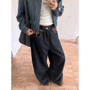 宽松直筒裤男款原色牛仔裤春秋季美式高街经典原牛百搭新款长裤子图片