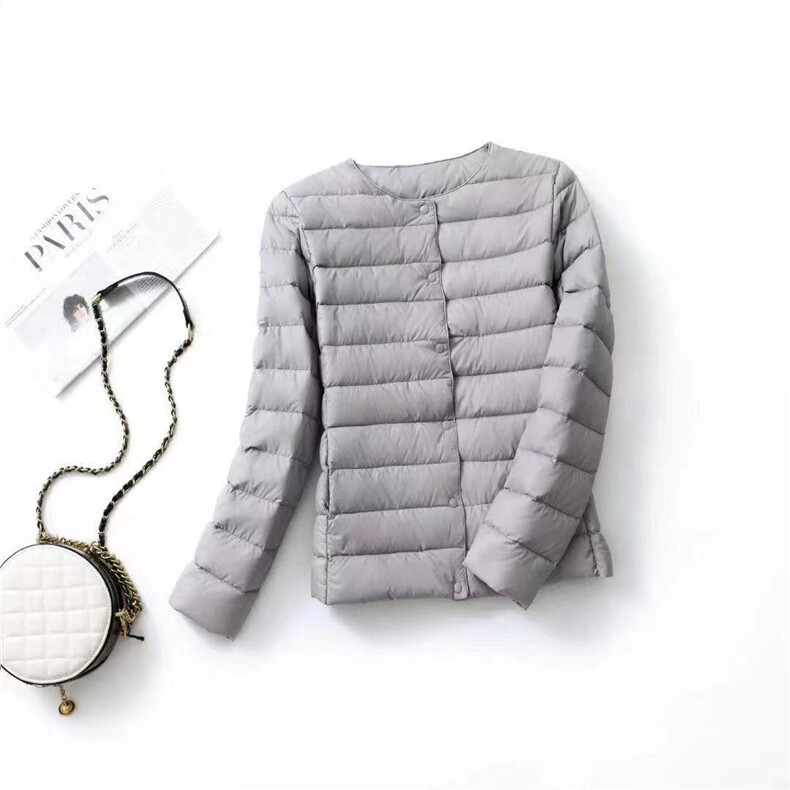2025新款秋冬轻薄圆领棉服内胆内穿保暖短款大码修身打底外套，女装棉衣/棉服，牛米欧羽绒服工厂店