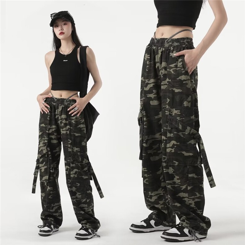 迷彩休闲裤男秋季ins潮牌高街阔腿宽松hiphop美式工装裤MC08-P48图片