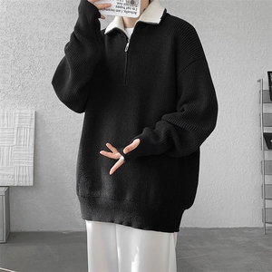 8XL-M立领半拉链毛衣男大码慵懒风宽松日系针织衫外套MY19002P78图片