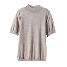 2025春夏新款半高领精纺羊毛衫针织短袖女纯色半袖上衣修身打底衫，女装羊毛衫，东远绒业