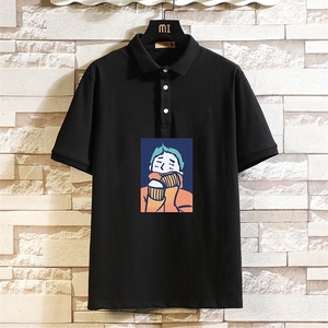 PL57042-P35翻领短袖polo衫男大码胖子半袖t恤男有领保罗衫