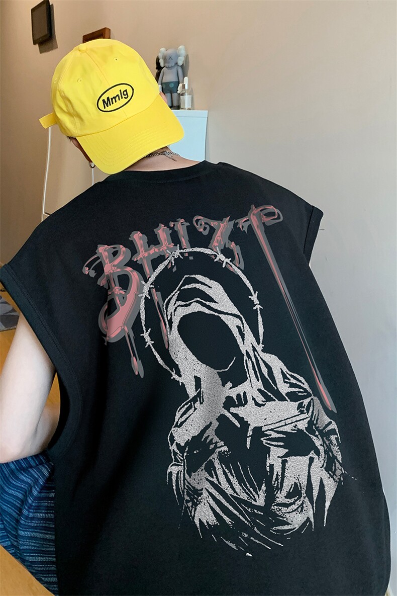 B239-1225-P23夏季坎肩无袖T恤男装背心/马甲创意字母人像印花,男装背心/马甲,星座514-2(原B239)