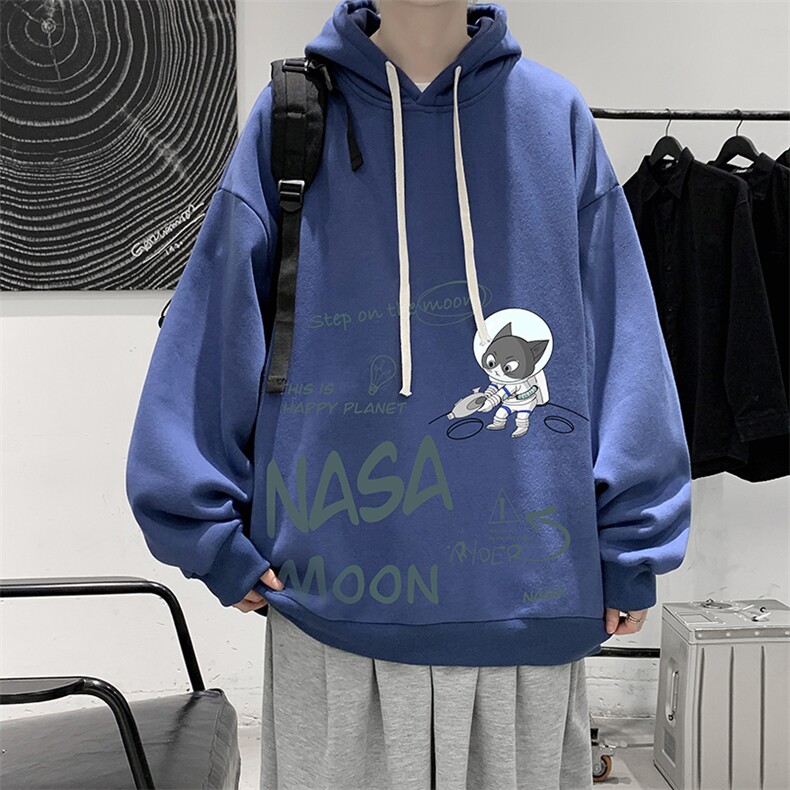 WY2187-P35加绒款-P40纯棉连帽卫衣男大码运动帽衫宽松薄外套男,男装卫衣,电商A040