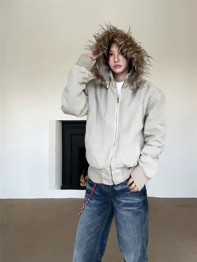 座山狮银狐夹克外套男款冬季加绒加厚美式cleanfit连帽座山雕棉服,男装夹克,星座1811B