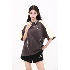 美式高街T恤男女短袖韩版潮流拼色街头2025夏季ins体恤ST621-P43，男装T恤，星座412-2